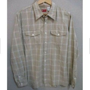 90's Levis Lot 53 Beige Plaid Shirt Size Large